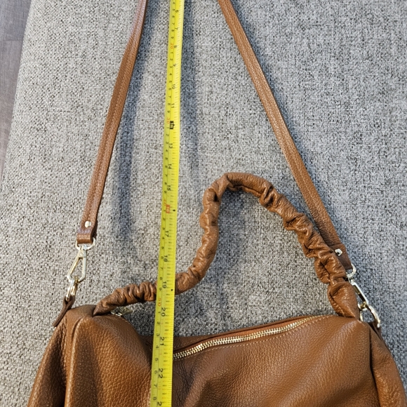 LUANA FERRACUTI Leather ShoulderBag With Ruched Handie Made In Italy Cognac EUC - Picture 16 of 16